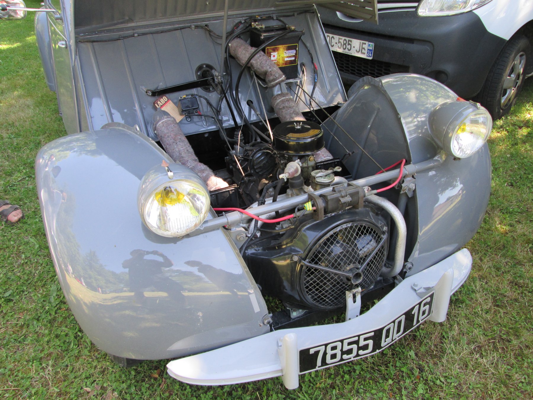 The air-cooled flat-twin in a 1957 2CV type AZ, this one the 425 cc version that replaced the launch 375 cc unit.