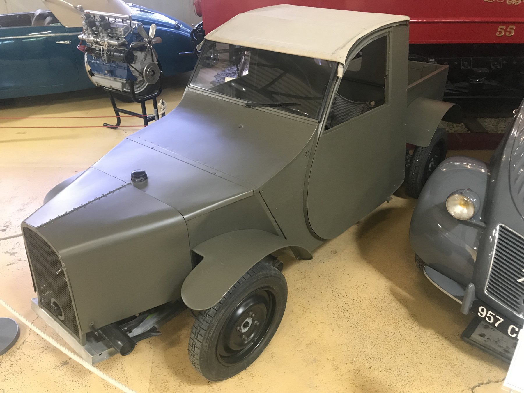 A surviving pre-war TPV prototype at the Musée Henri Malartre near Lyon, catalogued by the museum as a 1936 car. Most of the TPV fleet was destroyed, buried or hidden during the German occupation.