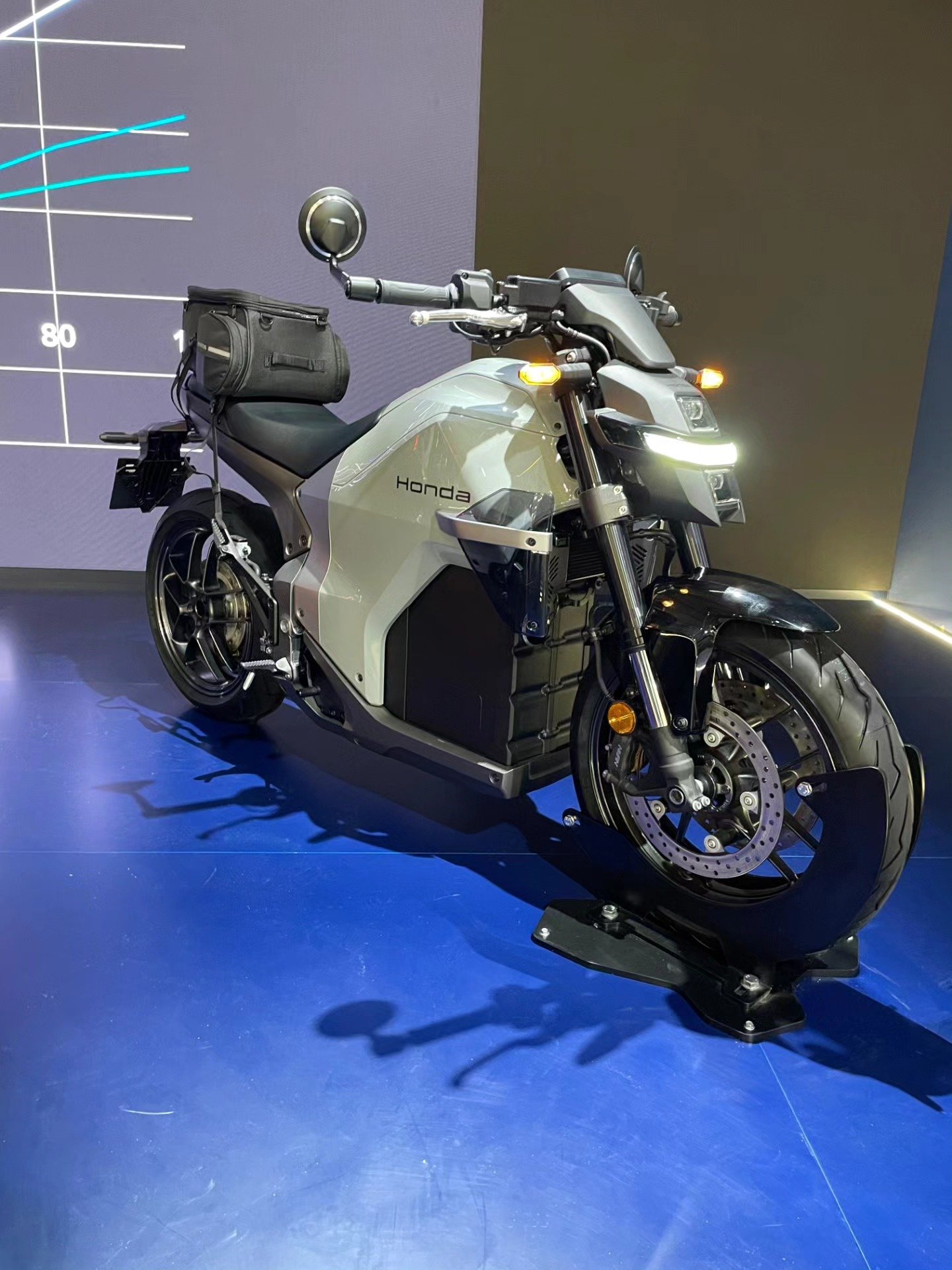 The WN7 on Honda's stand at EICMA 2025 in Milan, where it made its public debut in November 2025.