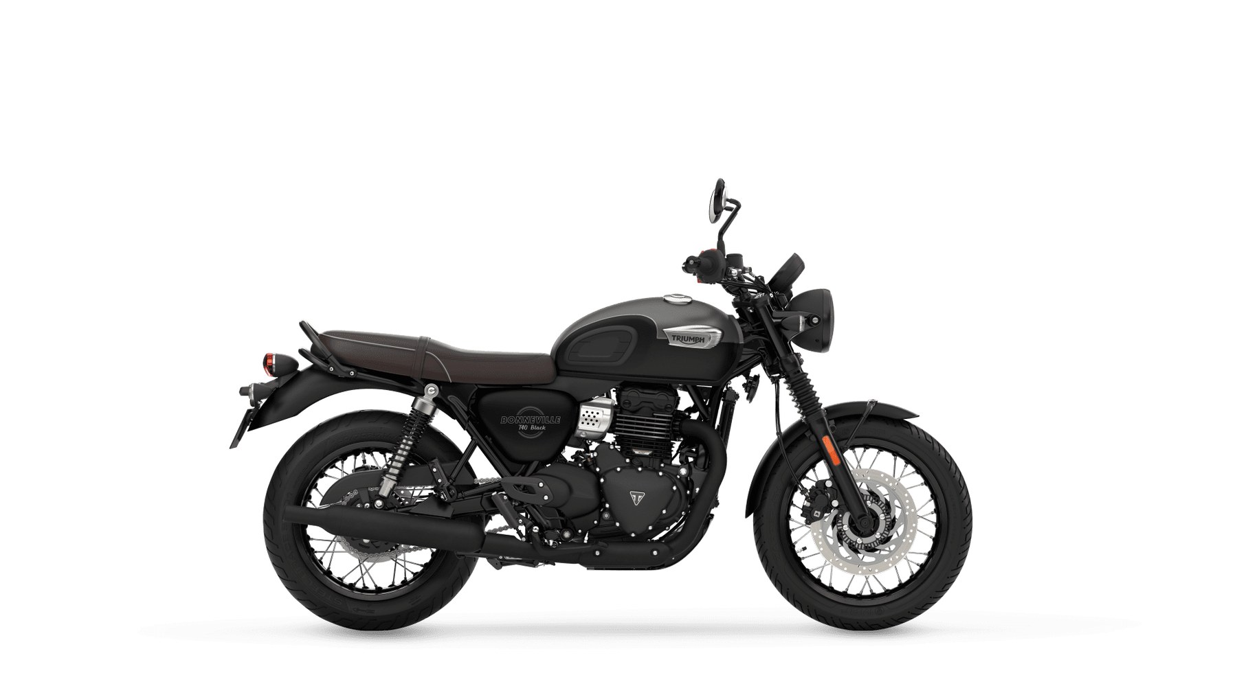 The T40 Black, in Matt Pewter Grey and Matt Phantom Black. Mechanically it is the same motorcycle as the standard T40; the difference is finish.